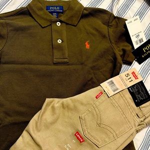 Nice never been worn Forest Green Ralph Lauren Polo and Khaki Levi jeans